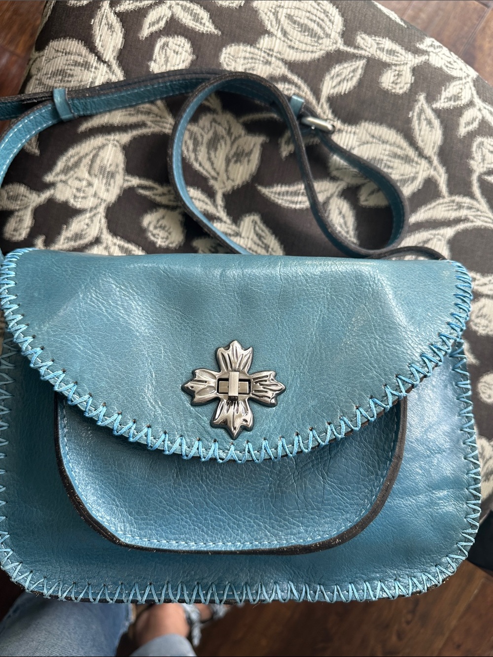 Patricia Nash Leather Crossbody Purse Beaumont Medium Sunflower Blue
